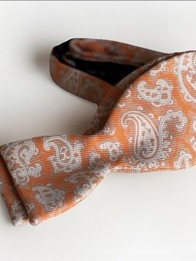 Paul Stuart Orange Paisley Self-Tie Bow Tie